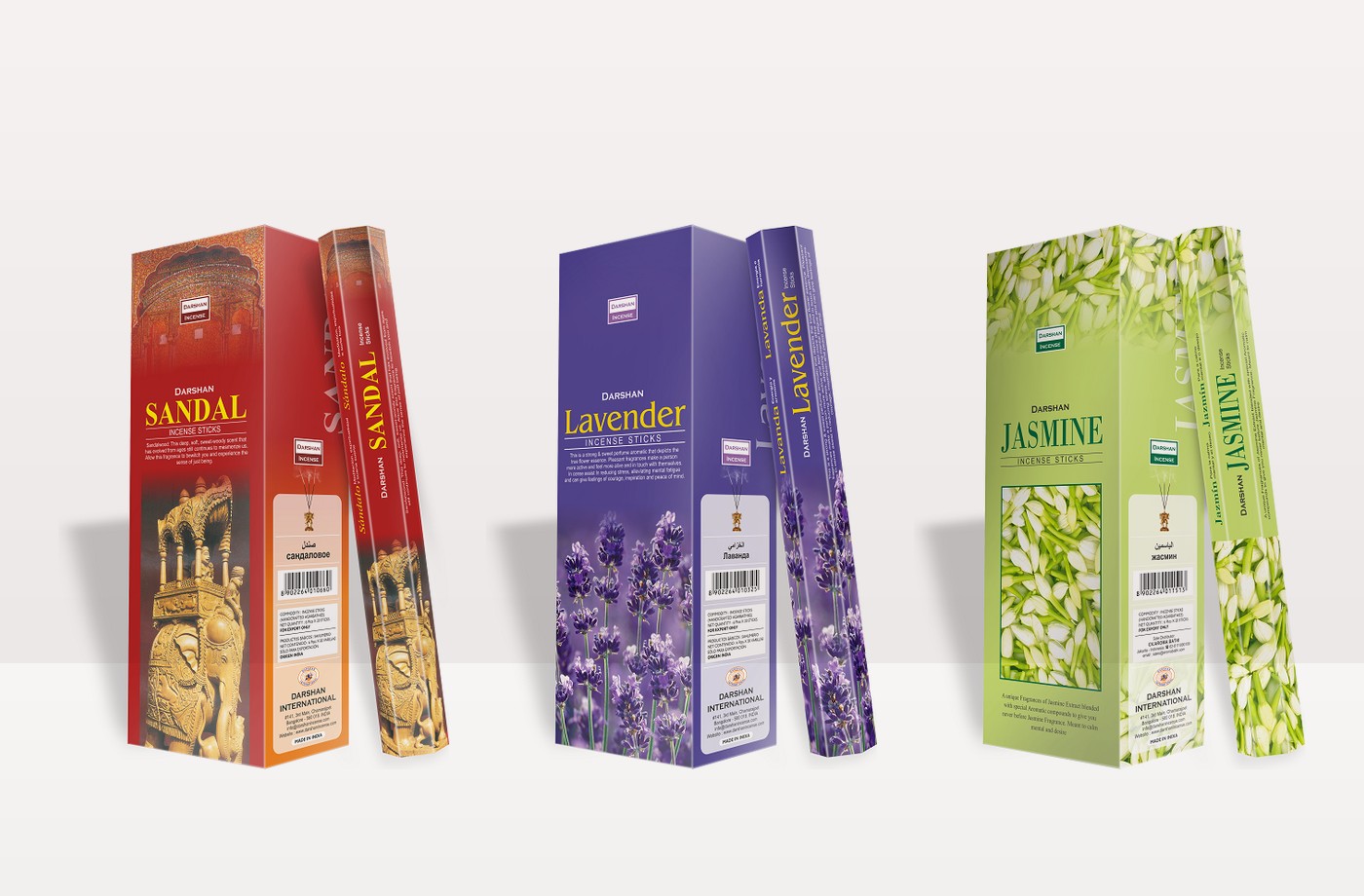 Darshan hexa packs of Sandal, Lavender, and Jasmine incense